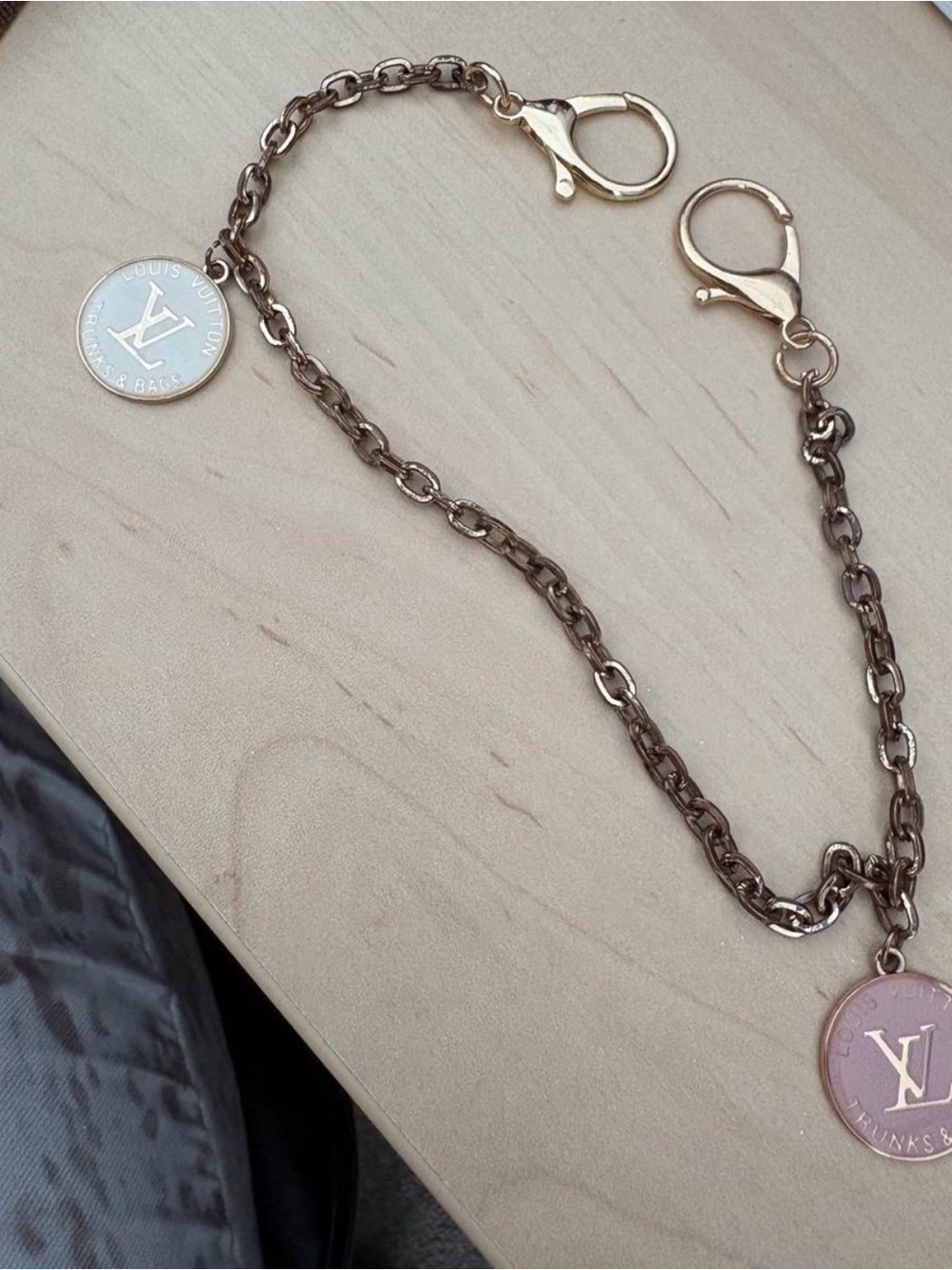 Vintage Louis Vuitton Gold Bag Chain with Pink and White Discs